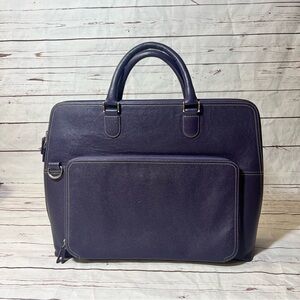 Levenger Purple Leather Laptop/Messenger Bag